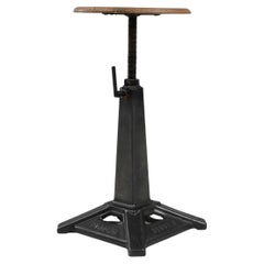 Tabouret en métal et bois français du 20e siècle