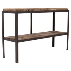 20th Century French Metal Work Table With Wooden Top