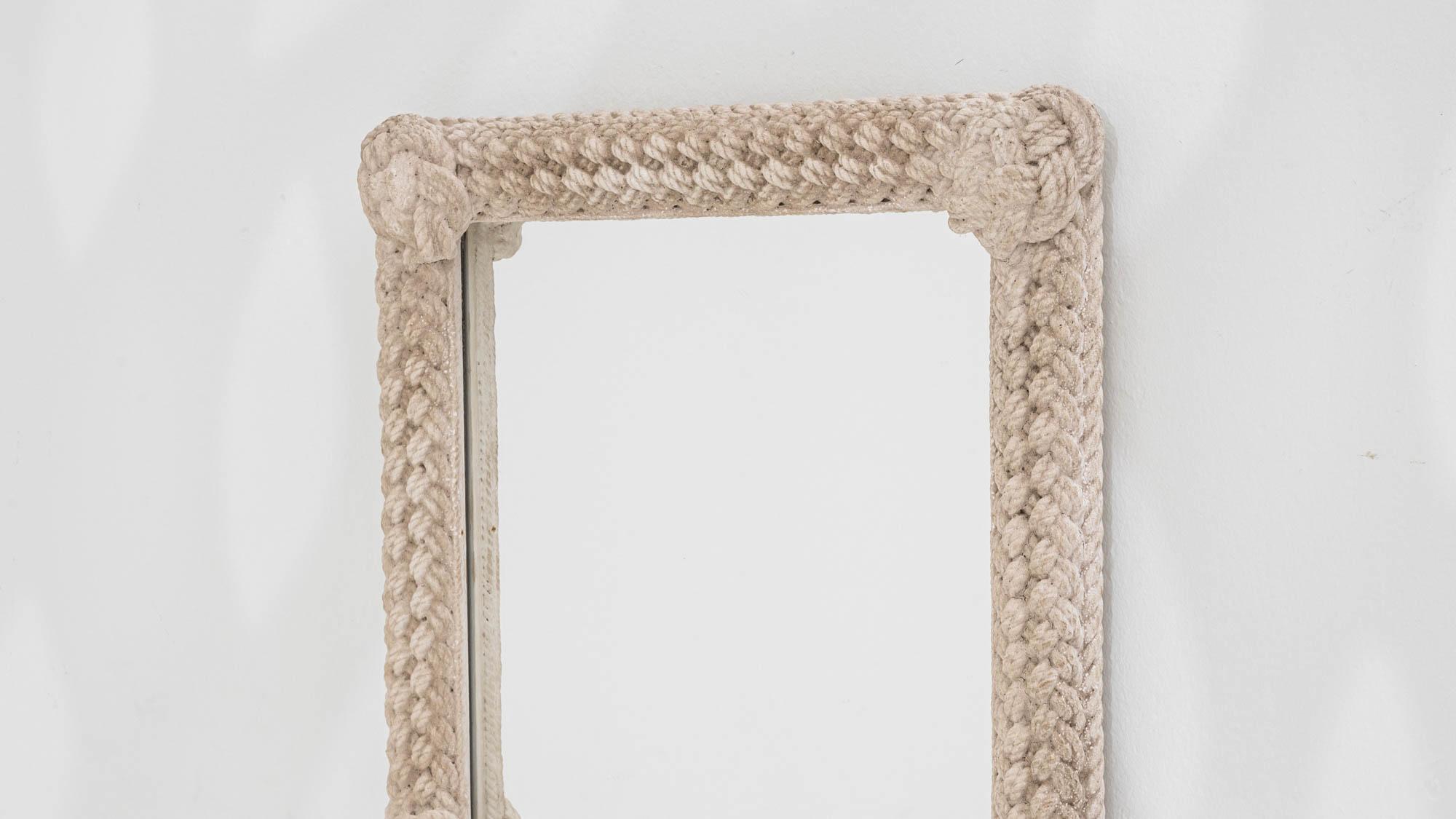 20th Century French Mirror with Knotted White Patinated Frame 5