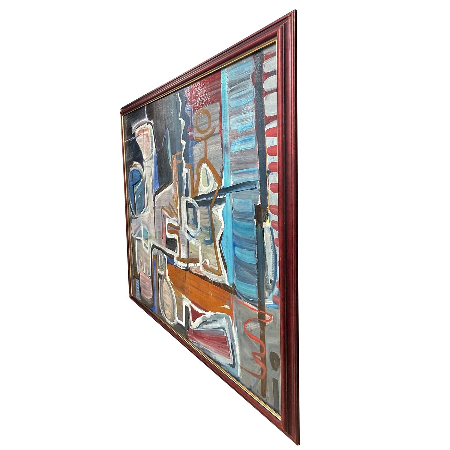 Mid-Century moderno Pittura a olio astratta d'epoca del XX secolo di Christiane Bastide in vendita
