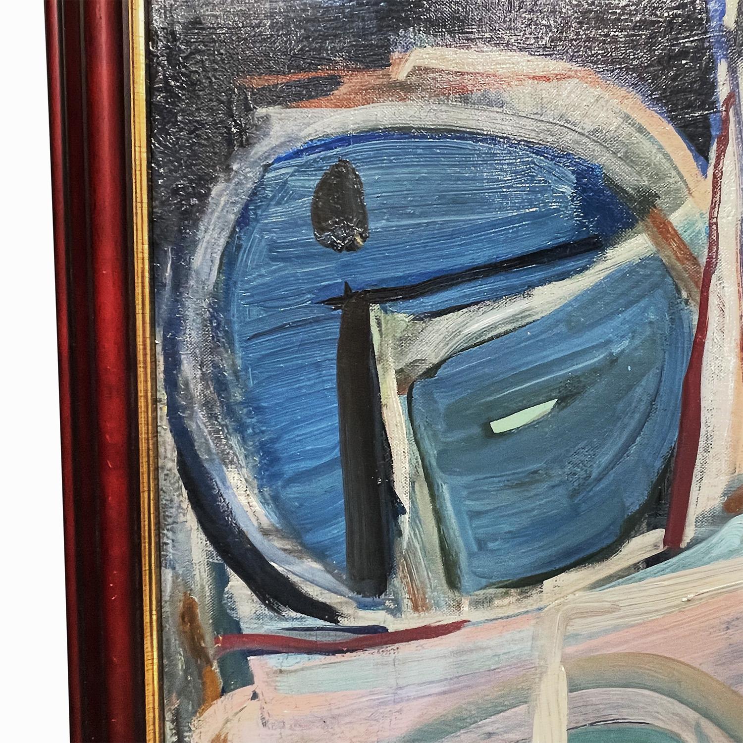 Pittura a olio astratta d'epoca del XX secolo di Christiane Bastide In condizioni buone in vendita a West Palm Beach, FL
