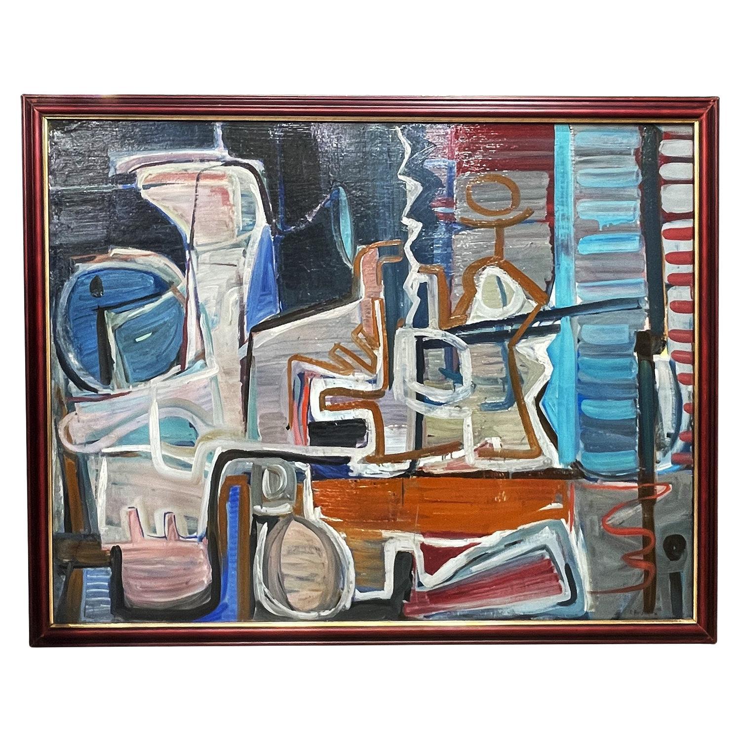 Pittura a olio astratta d'epoca del XX secolo di Christiane Bastide in vendita