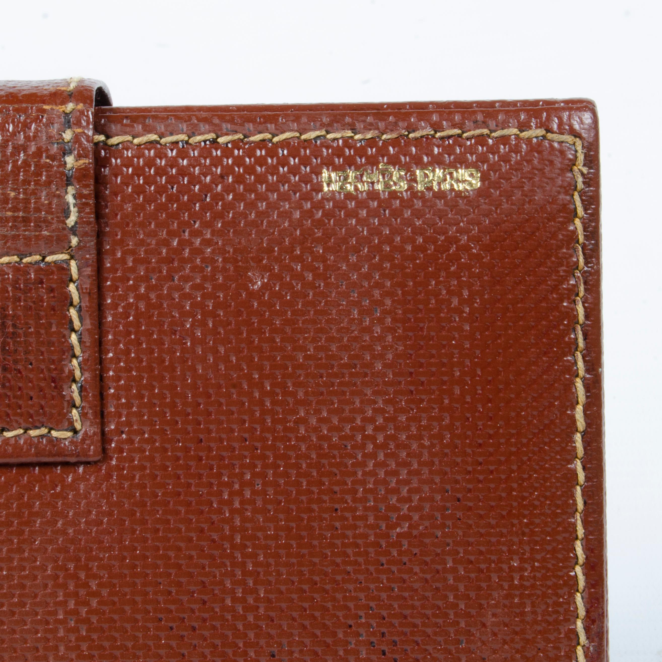 20th Century French Modern Leather Makeup/Vanity Wallet with Mirror by Hermès For Sale 3
