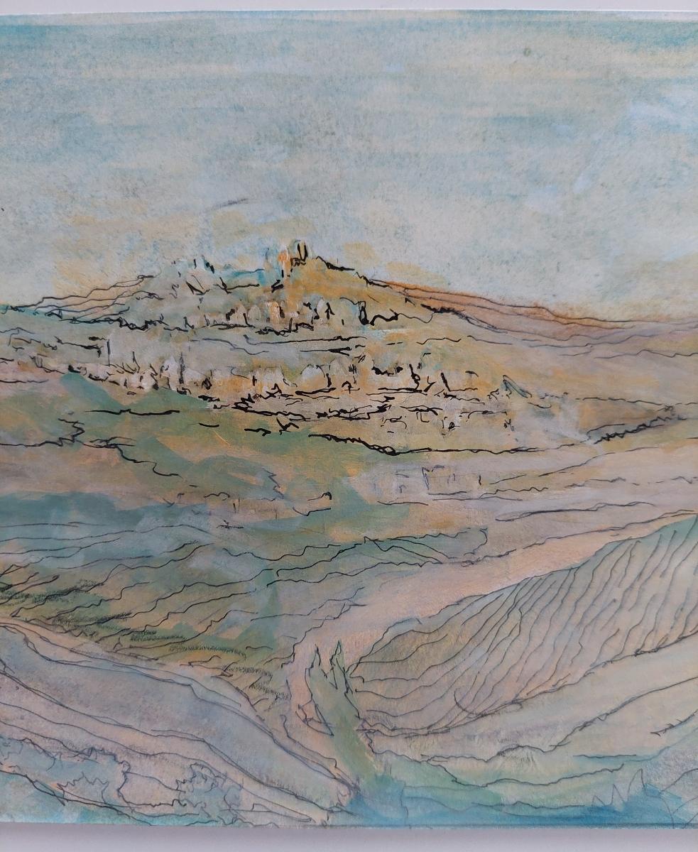 Französisches kubistisches Gemälde des 20. Jahrhunderts, Französische Panoramaansicht im Angebot 1