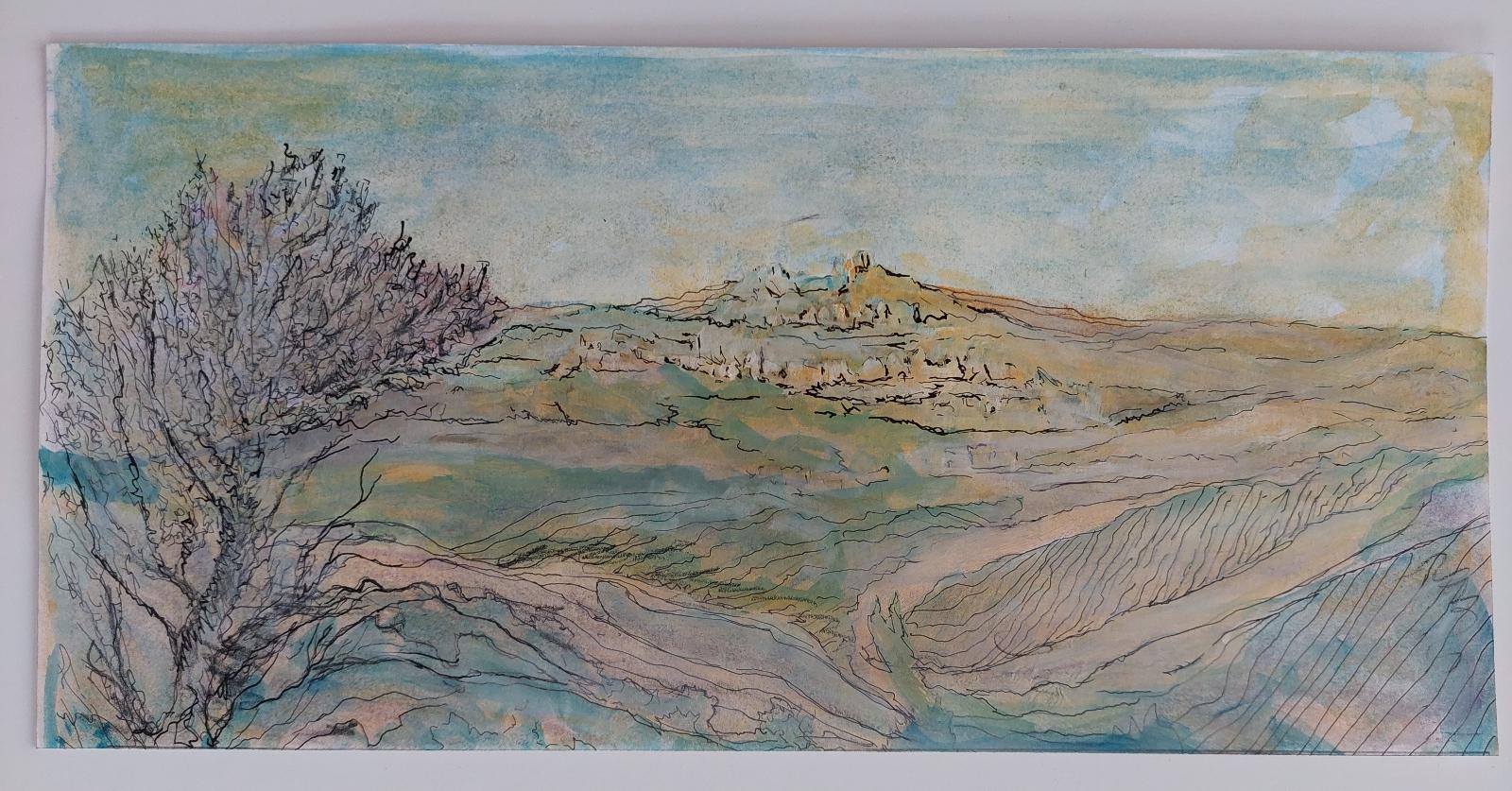 Peinture cubiste moderniste française du 20ème siècle, vue panoramique française en vente 2