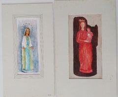 20th Century French Modernist Cubist Painting Labbe, Two Mary Magdalene Works