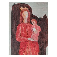 Siglo XX Pintura Cubista Modernista Francesa Labbe, Dos Obras María Magdalena