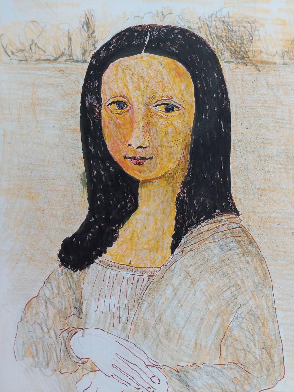 Français Tableau cubiste moderniste français du 20e siècle, étude de Mona Lisa  en vente