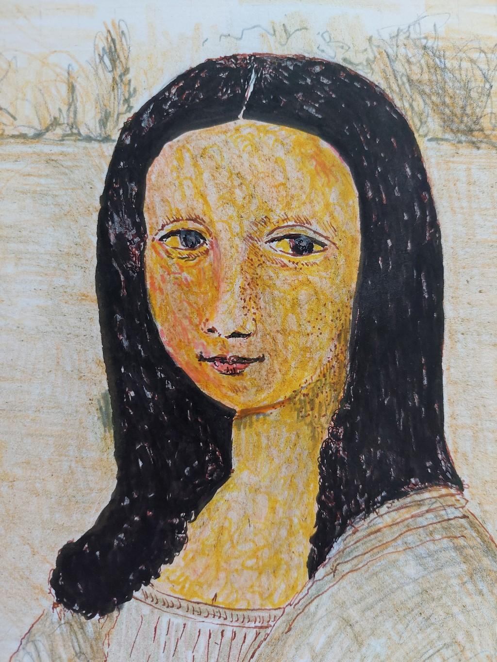Tableau cubiste moderniste français du 20e siècle, étude de Mona Lisa  Bon état - En vente à Cirencester, GB