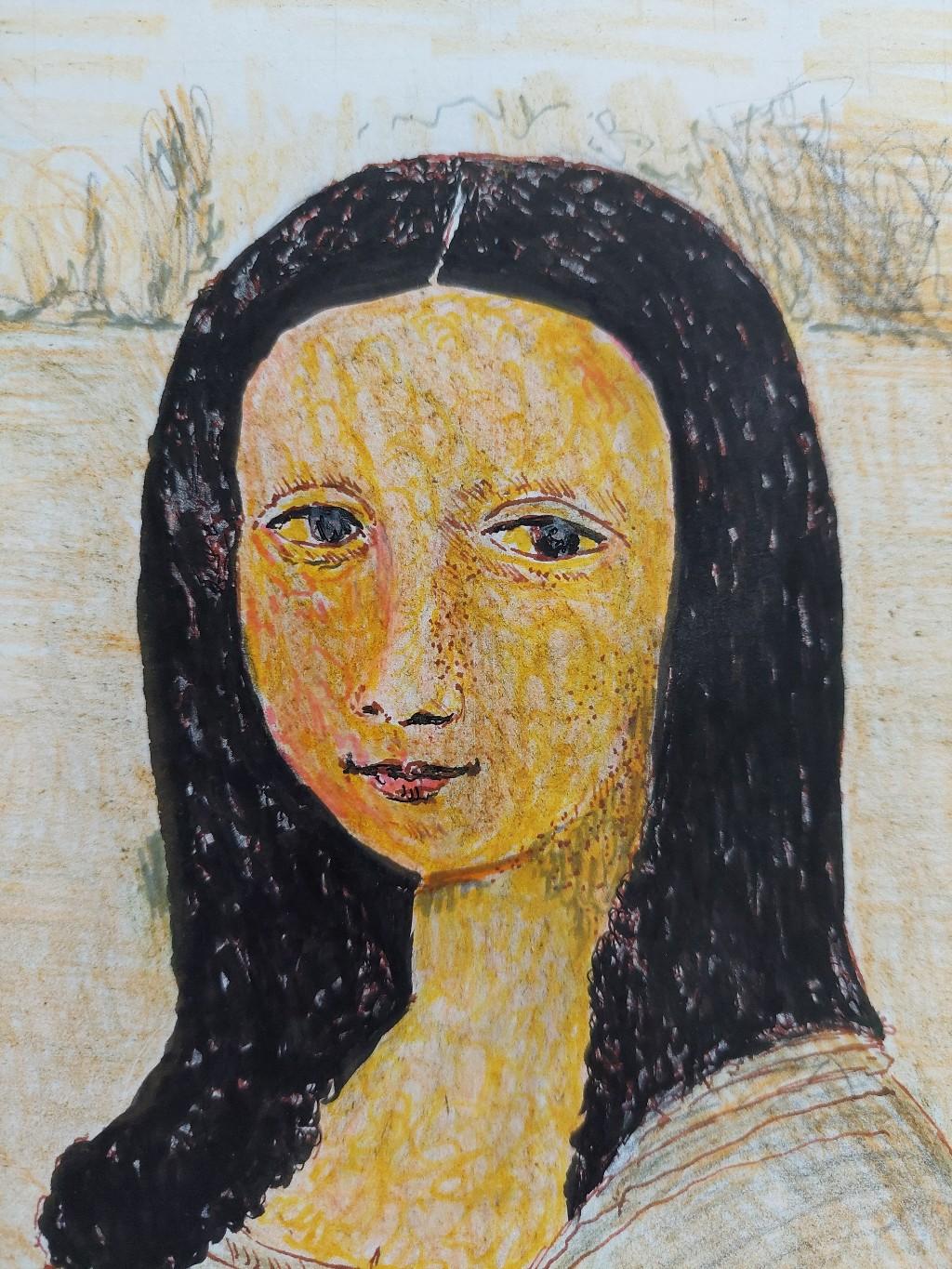 Tableau cubiste moderniste français du 20e siècle, étude de Mona Lisa  en vente 1