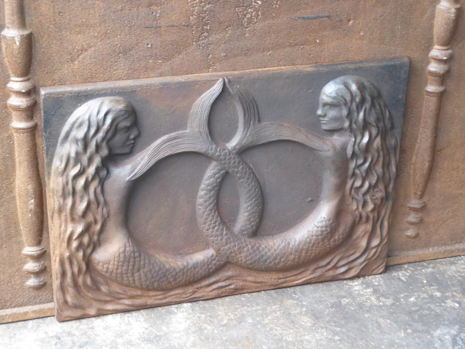 Iron 20th Century French Modernist 'Mermaid' Fireback