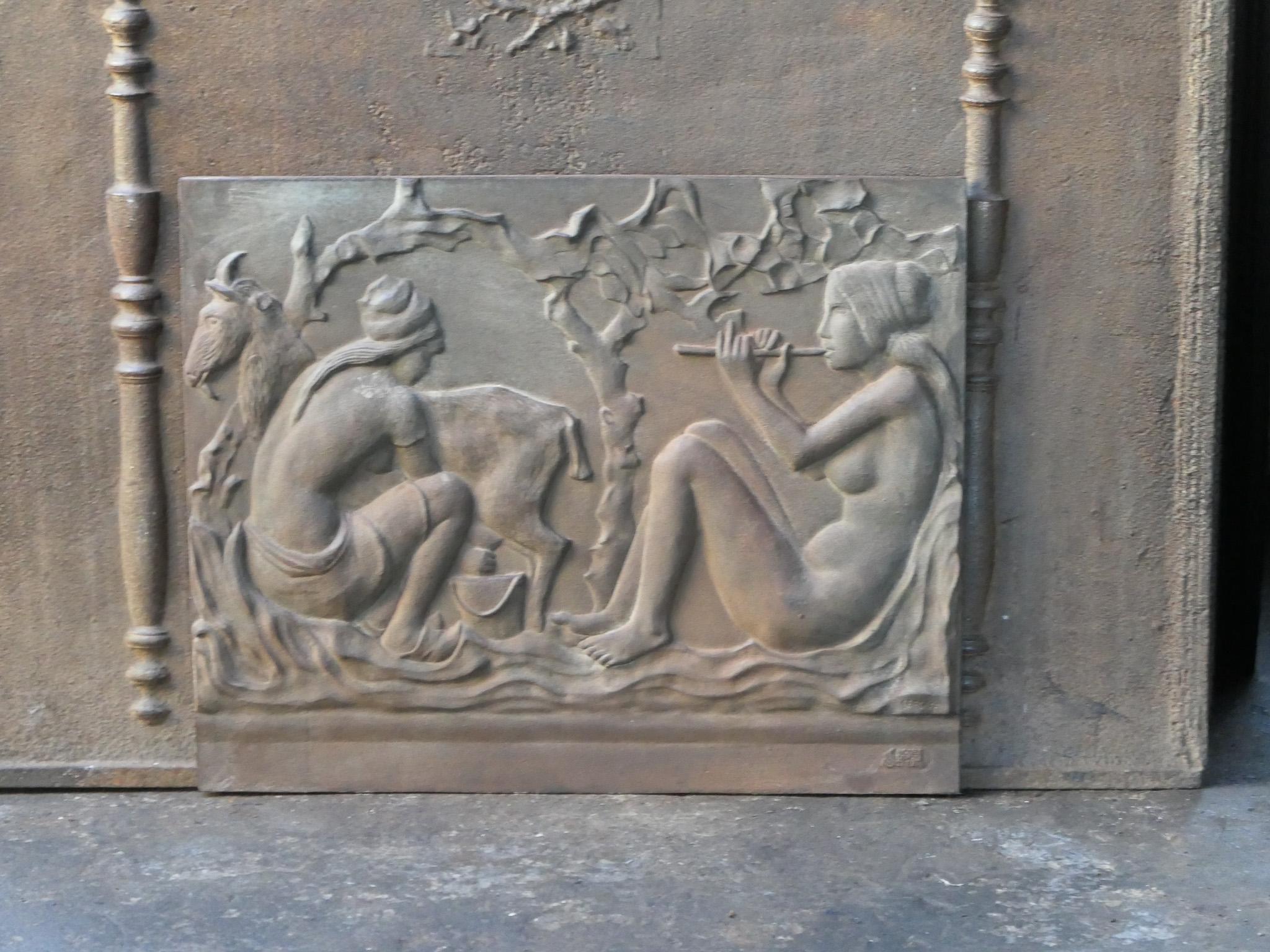 20th Century French Modernist 'Rural Scene' Fireback / Backsplash In Good Condition For Sale In Soest, NL