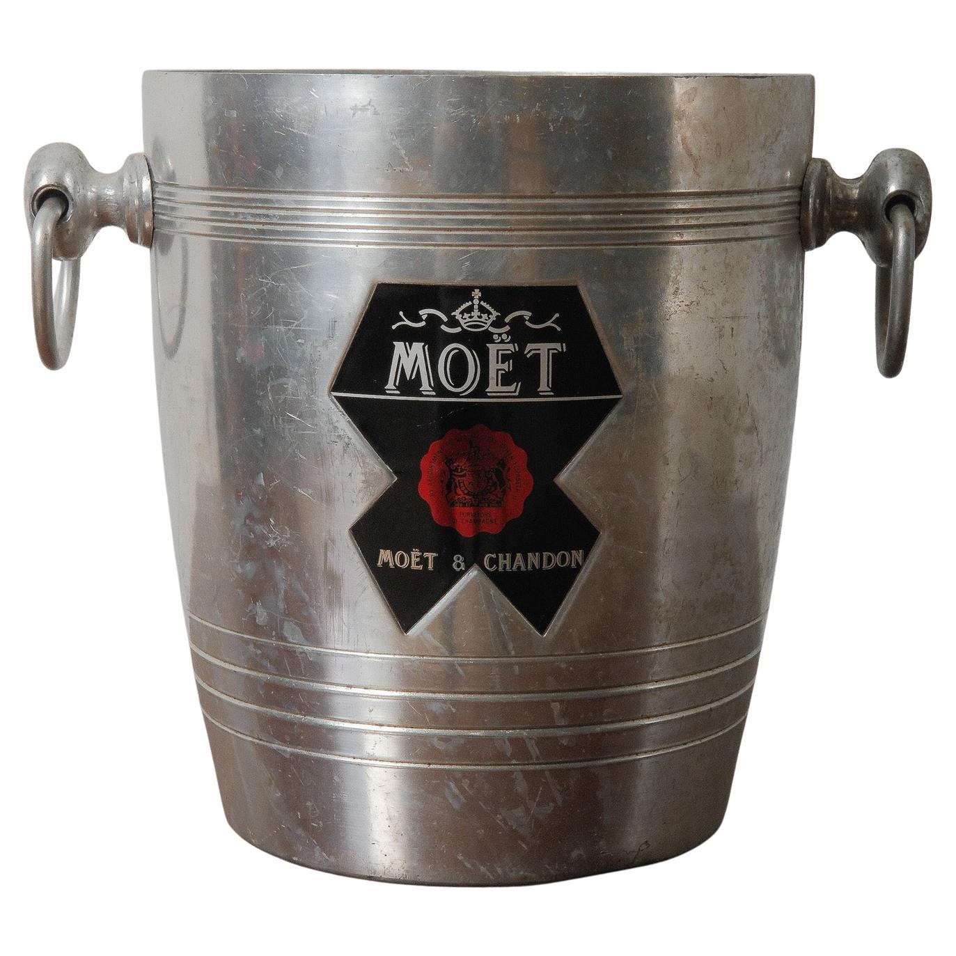 20th Century French Moët & Chandon Aluminum Champagne Bucket with Ring Handles