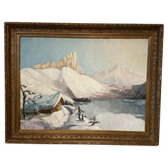 20th century French Mountain Landscape Signed Painting, 1960s