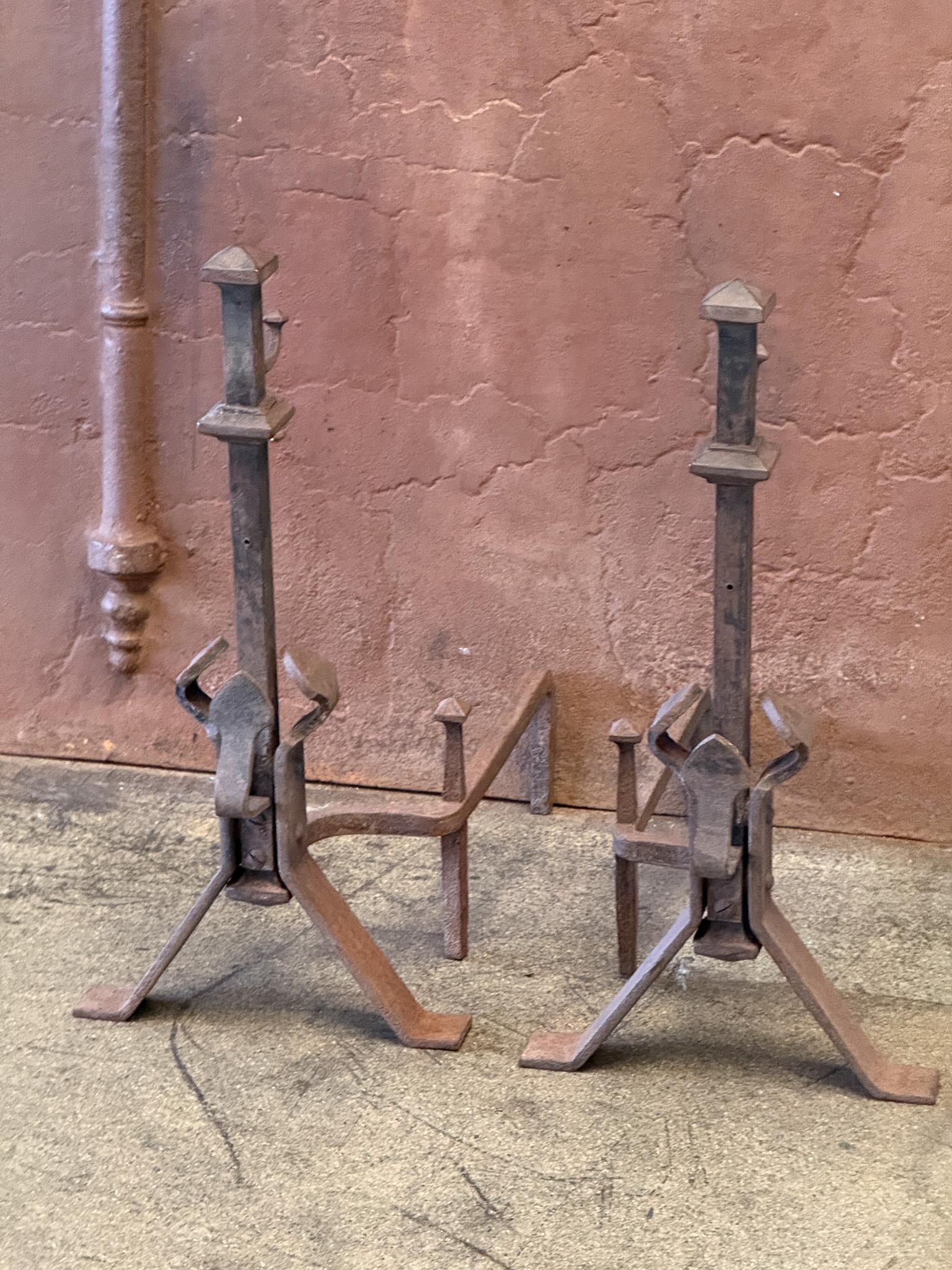 20th Century French Napoleon III Style Andirons or Firedogs In Good Condition For Sale In Soest, NL
