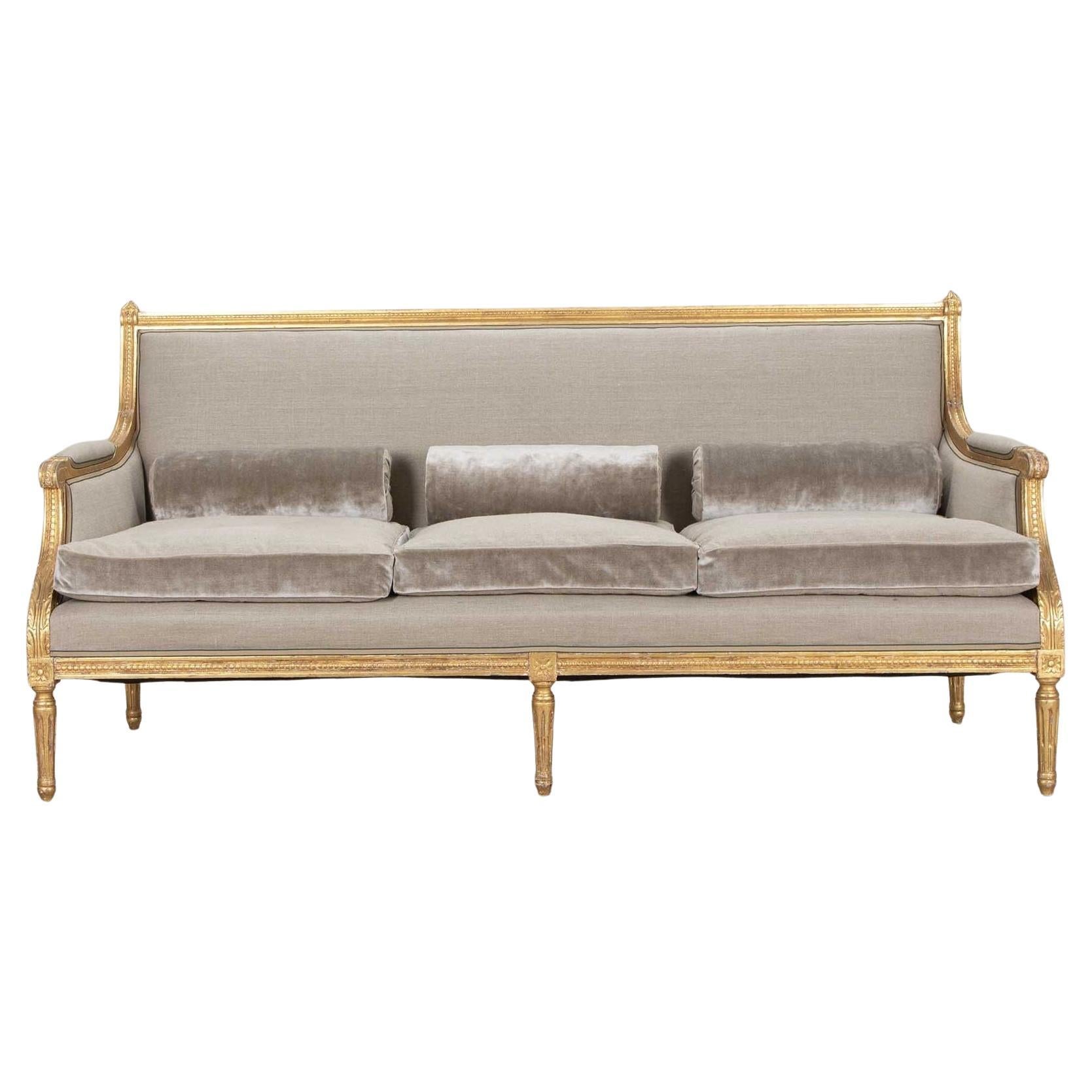 20th Century French Neo-Classical Style Carved Giltwood Sofa by Maison Jansen