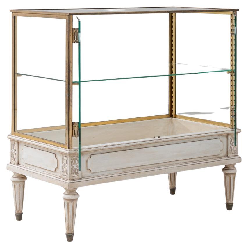 20th Century French Neoclassical Glass & Brass Shop Counter