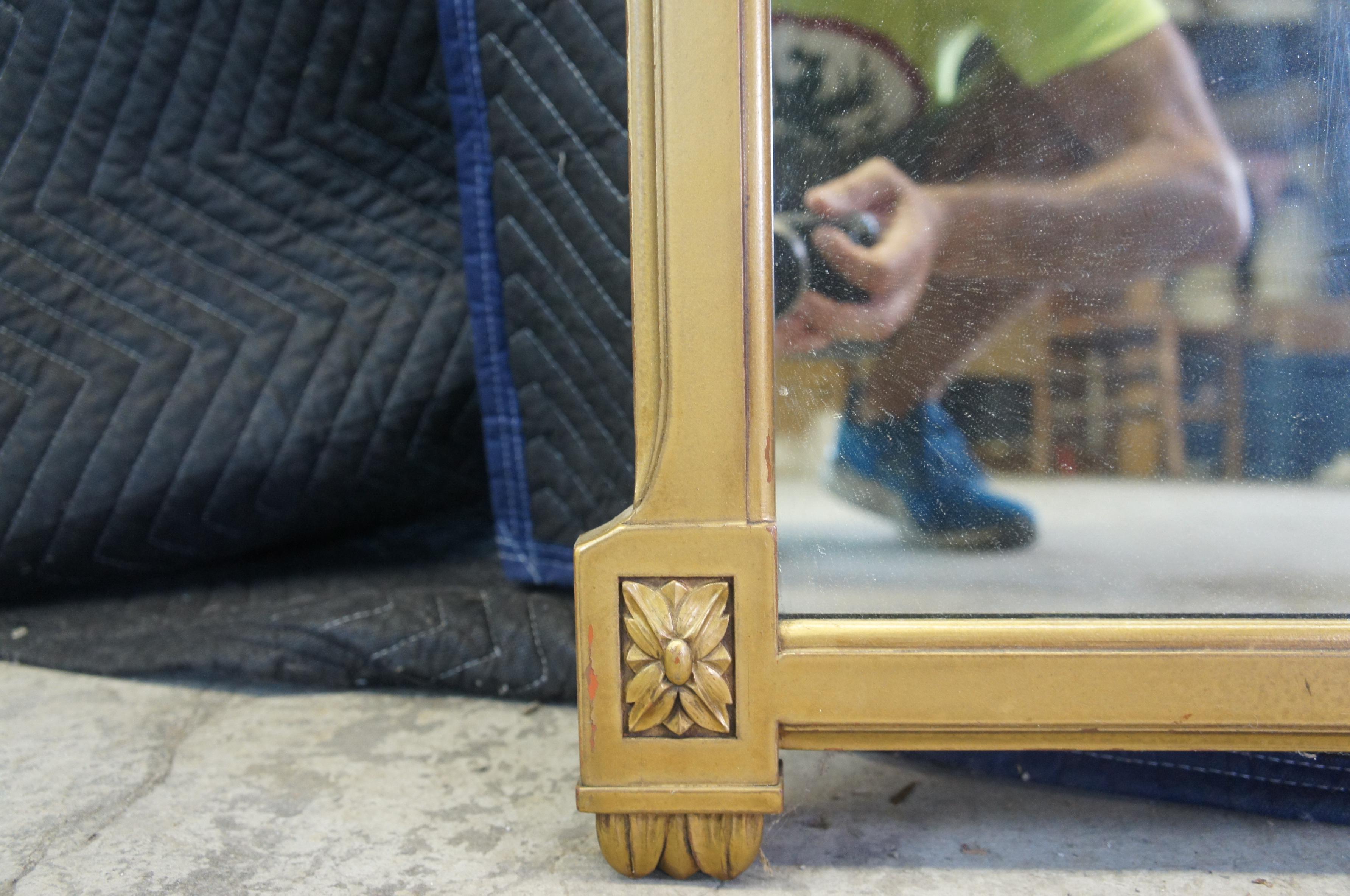 20th Century French Neoclassical Gold Over Mantel Wall Hanging Bathroom Mirror For Sale 2