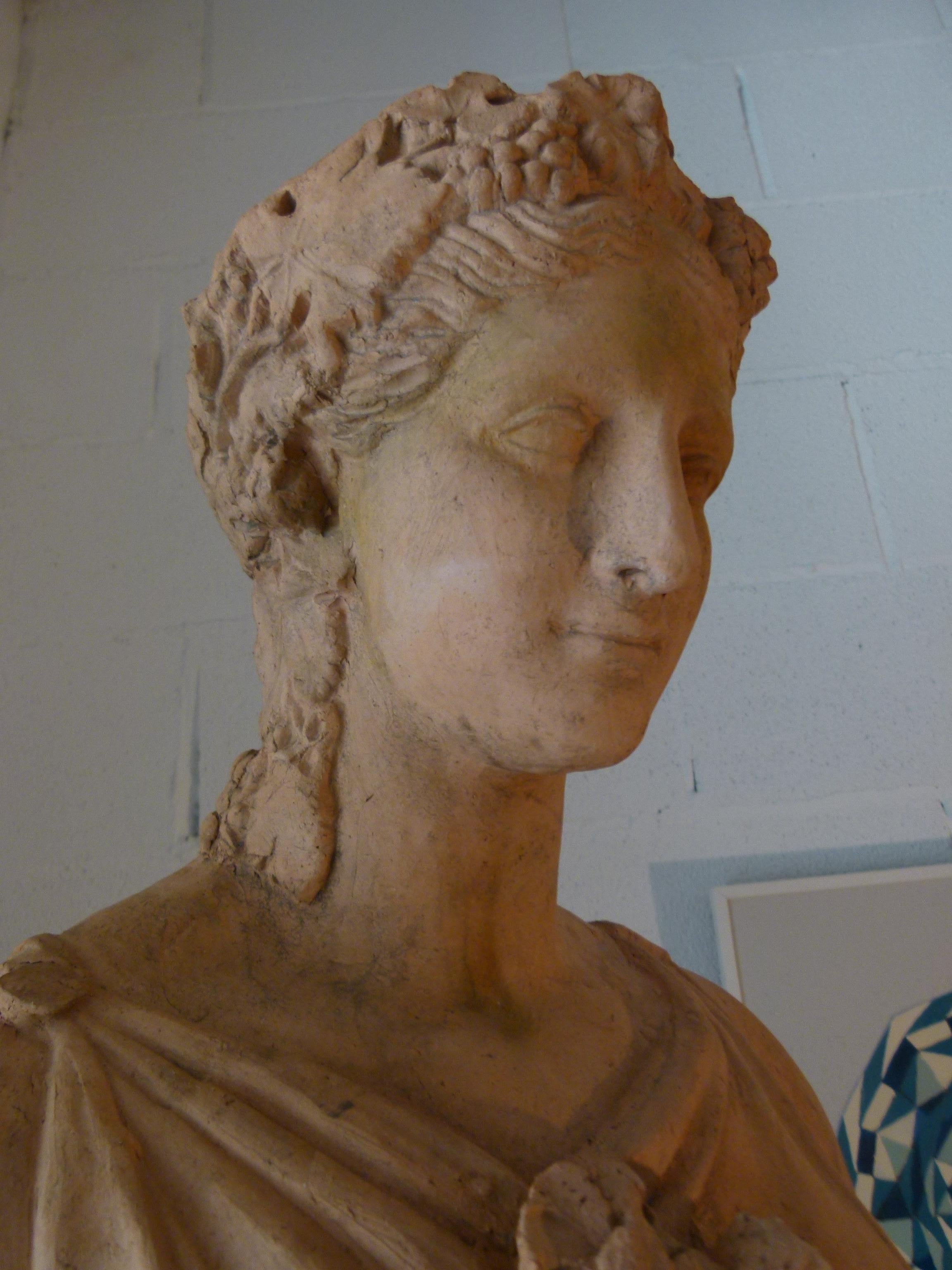 20th Century French Terracotta Statue, Neoclassical Greco-Roman Inspired In Good Condition In Vulpellac, Girona