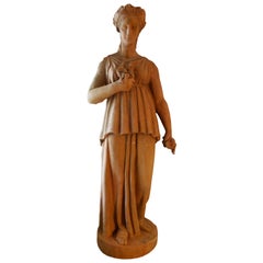 20th Century French Terracotta Statue, Neoclassical Greco-Roman Inspired