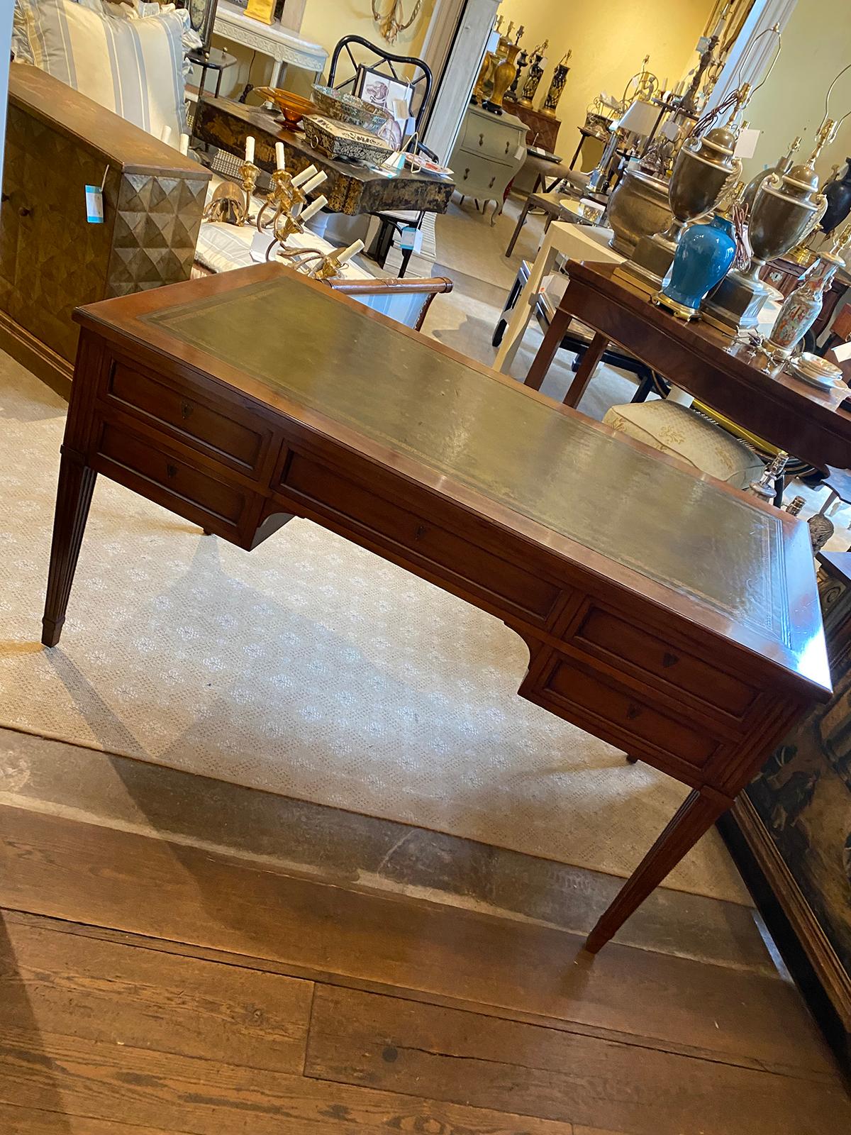 20th Century French Neoclassical Green Leather Top Desk 8