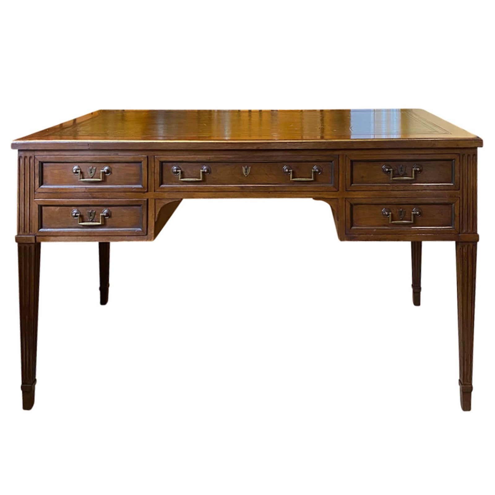20th Century French Neoclassical Green Leather Top Desk