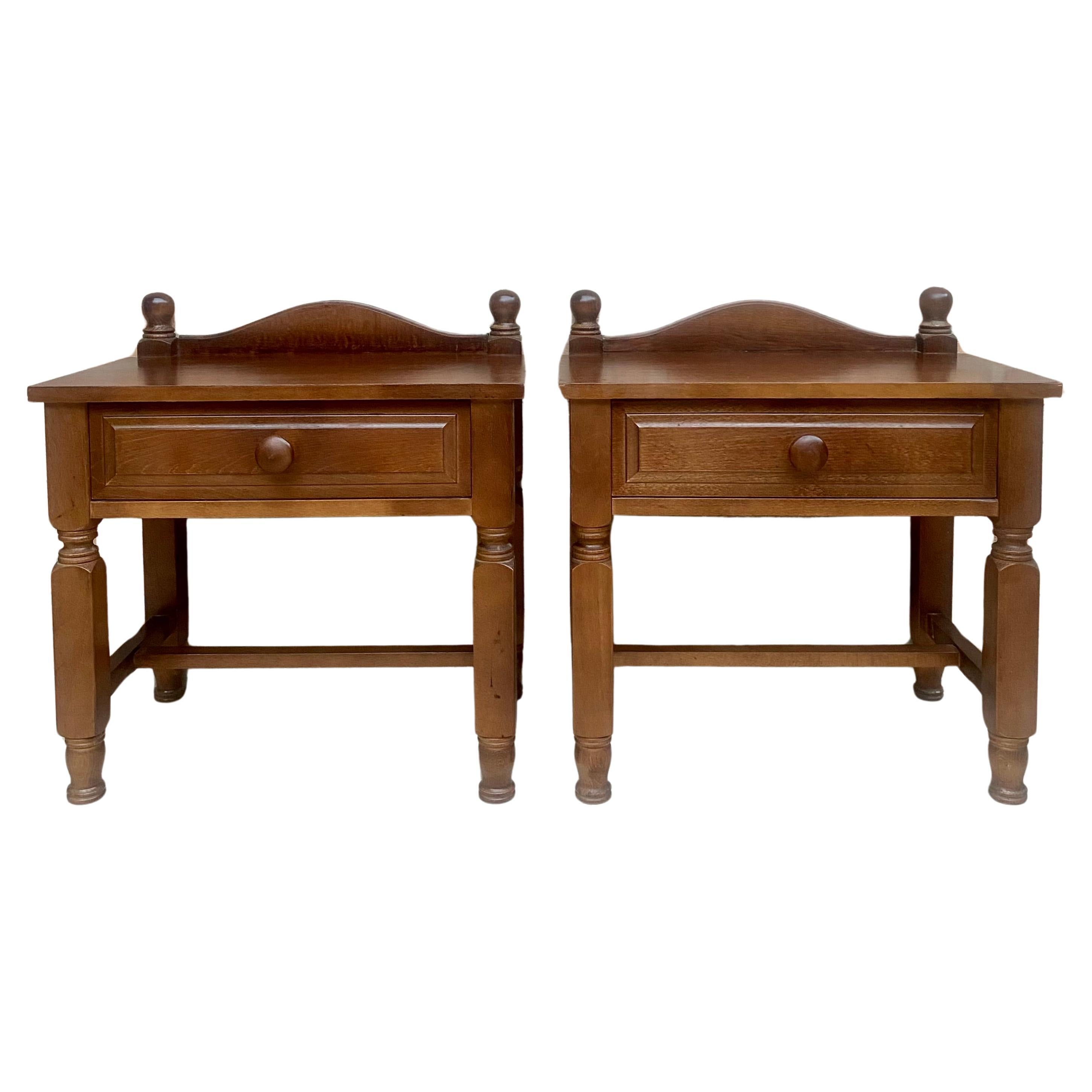 20th Century French Nightstands with One Drawer, 1950s, Set of 2