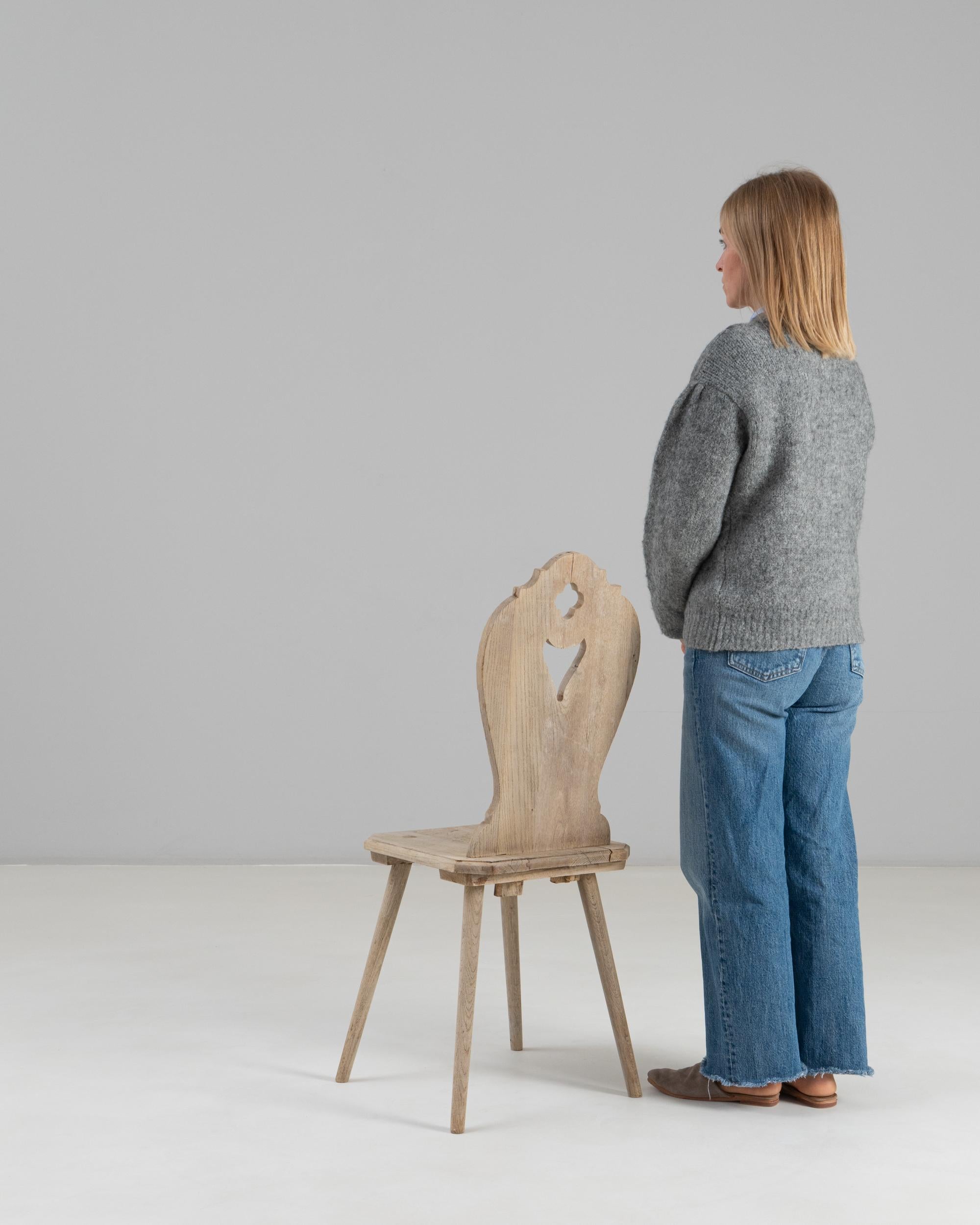 Chêne 20th Century French Oak Alpine Dining Chair en vente