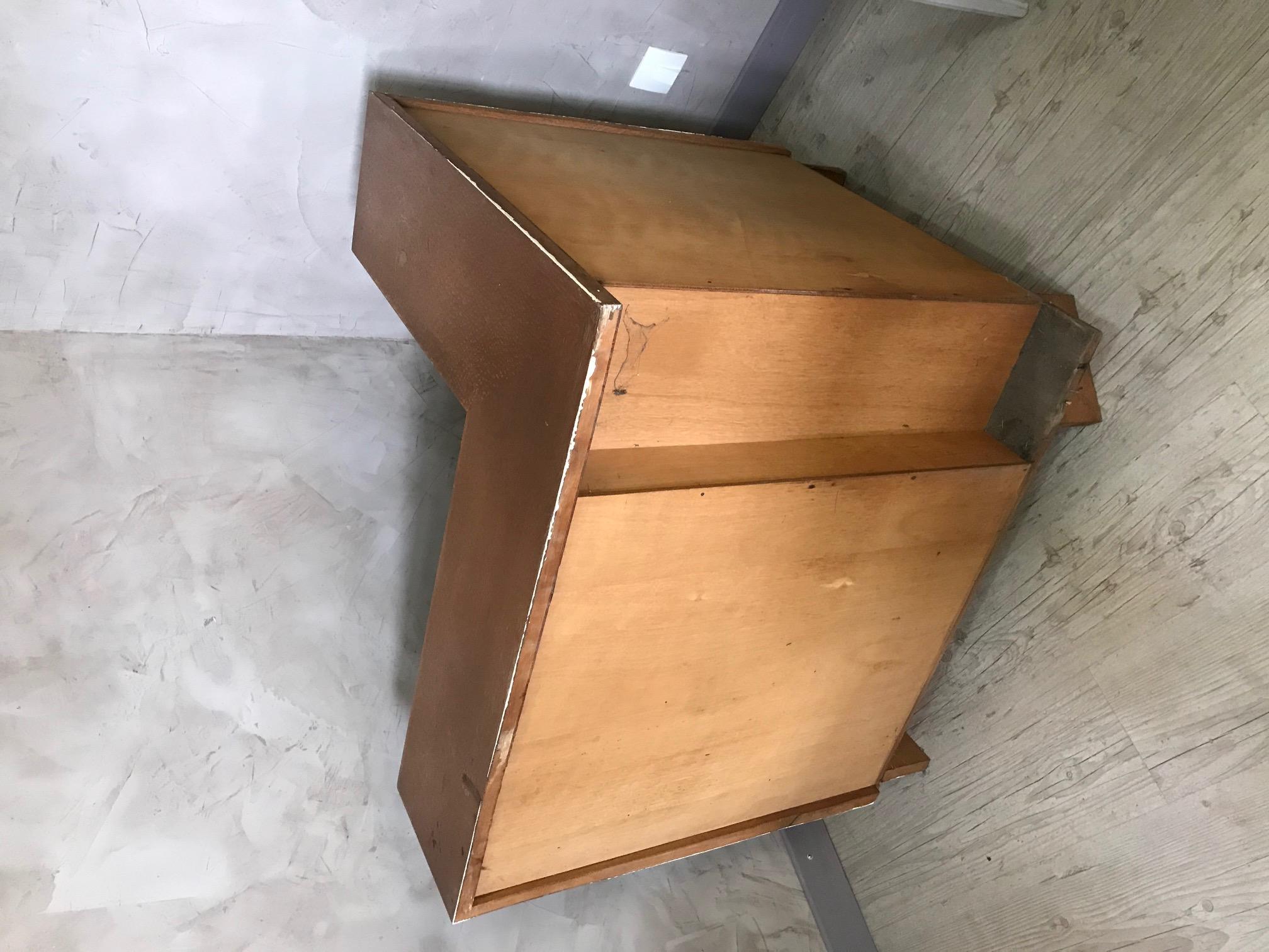 20th Century French Oak and Brass Corner Vitrine, 1940s 6