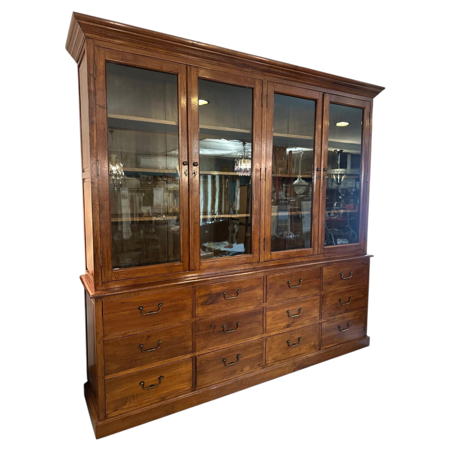 Early 20th century Oak and Glass doors Vitrine/bookcase, 1920s