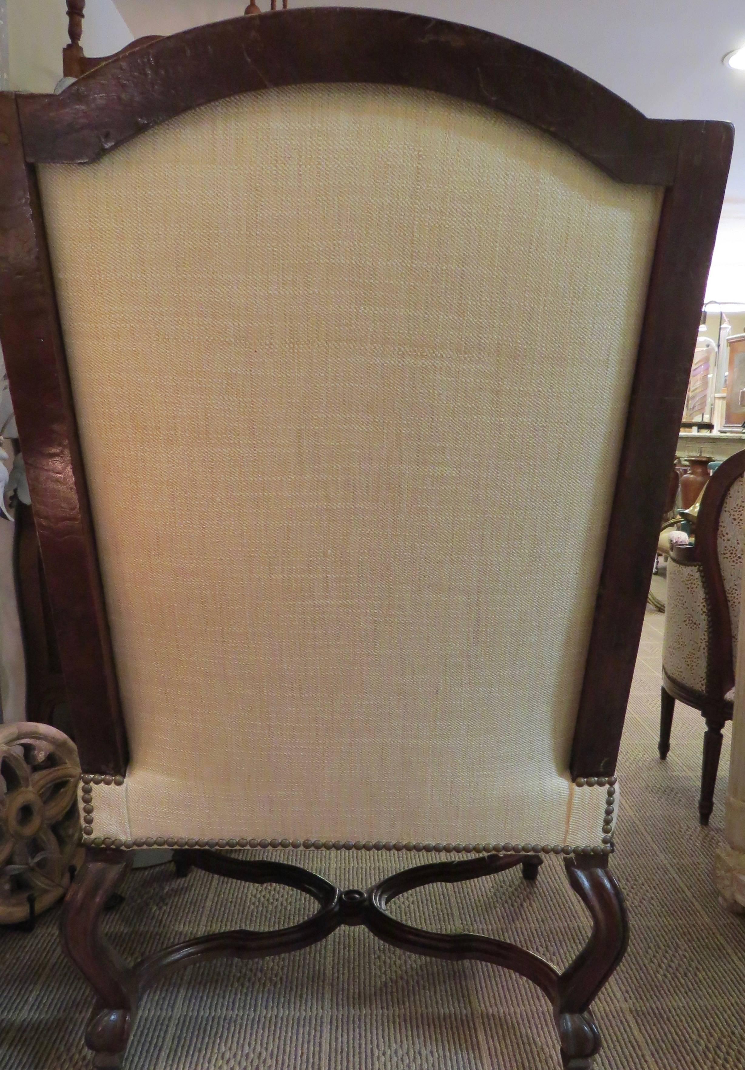 19th Century 20th Century French Oak Bergère Upholstered in Ivory Linen For Sale