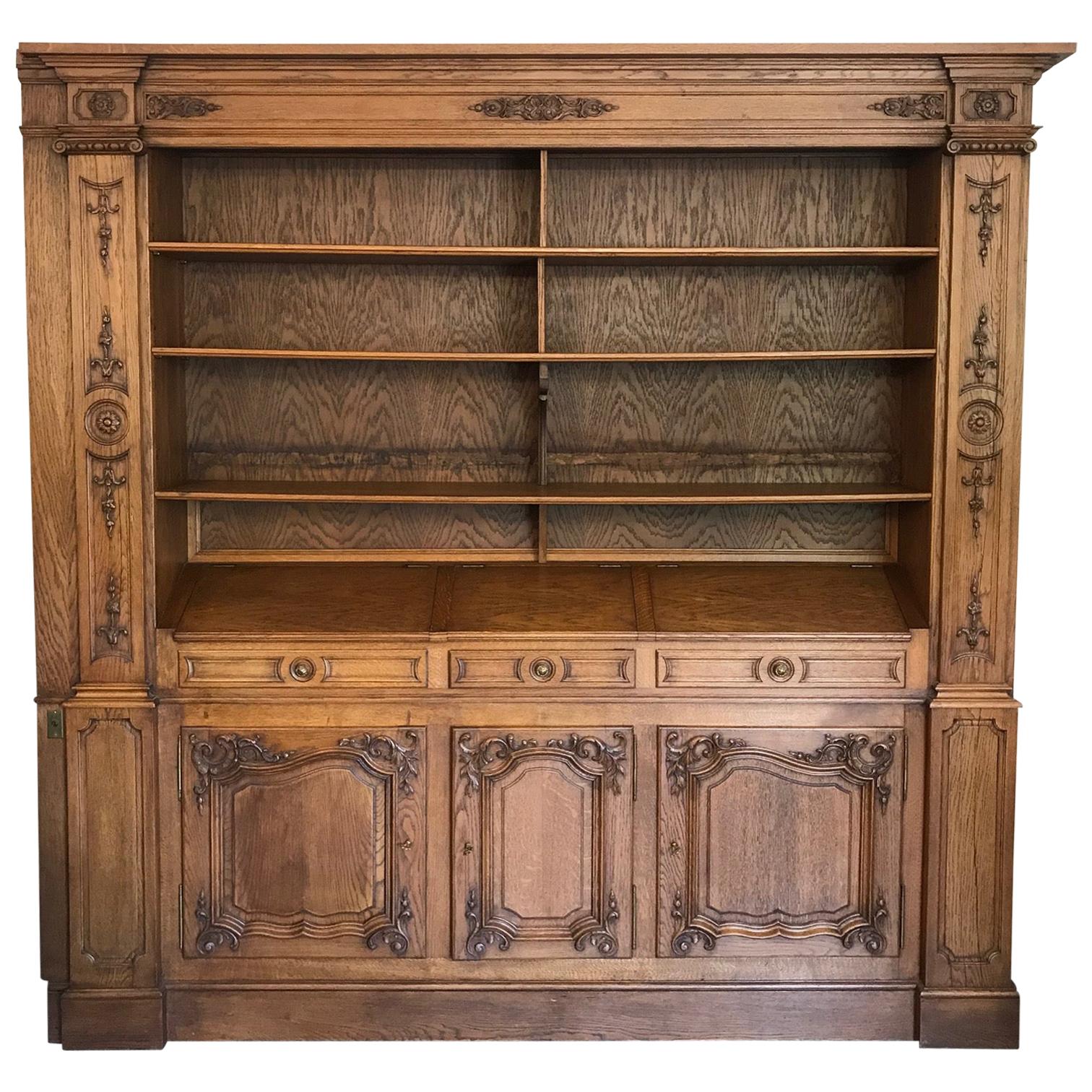 20th Century French Oak Bibliotheque Cabinet, 1920s