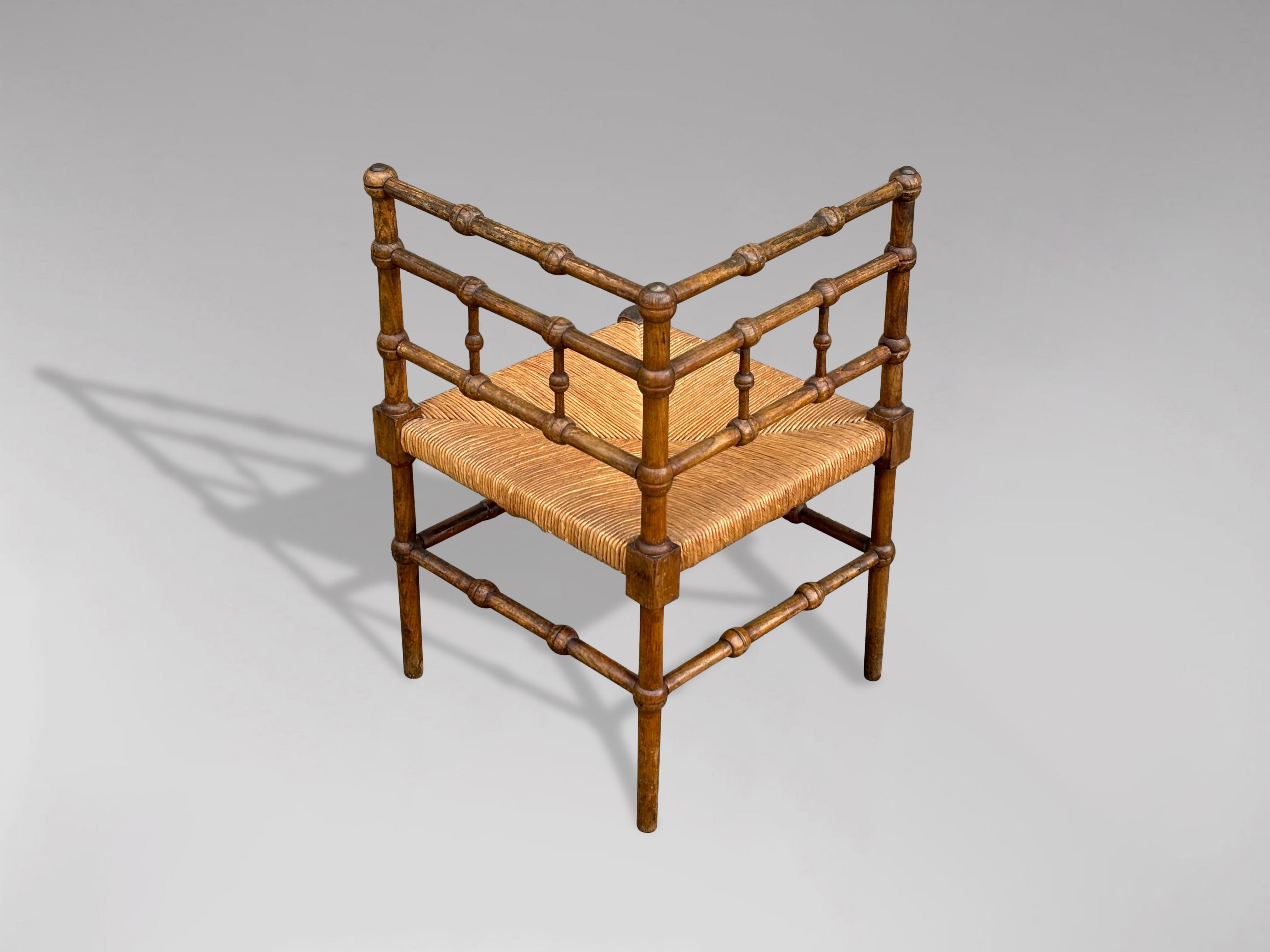20th Century French Oak Bobbin Corner Chair For Sale 1