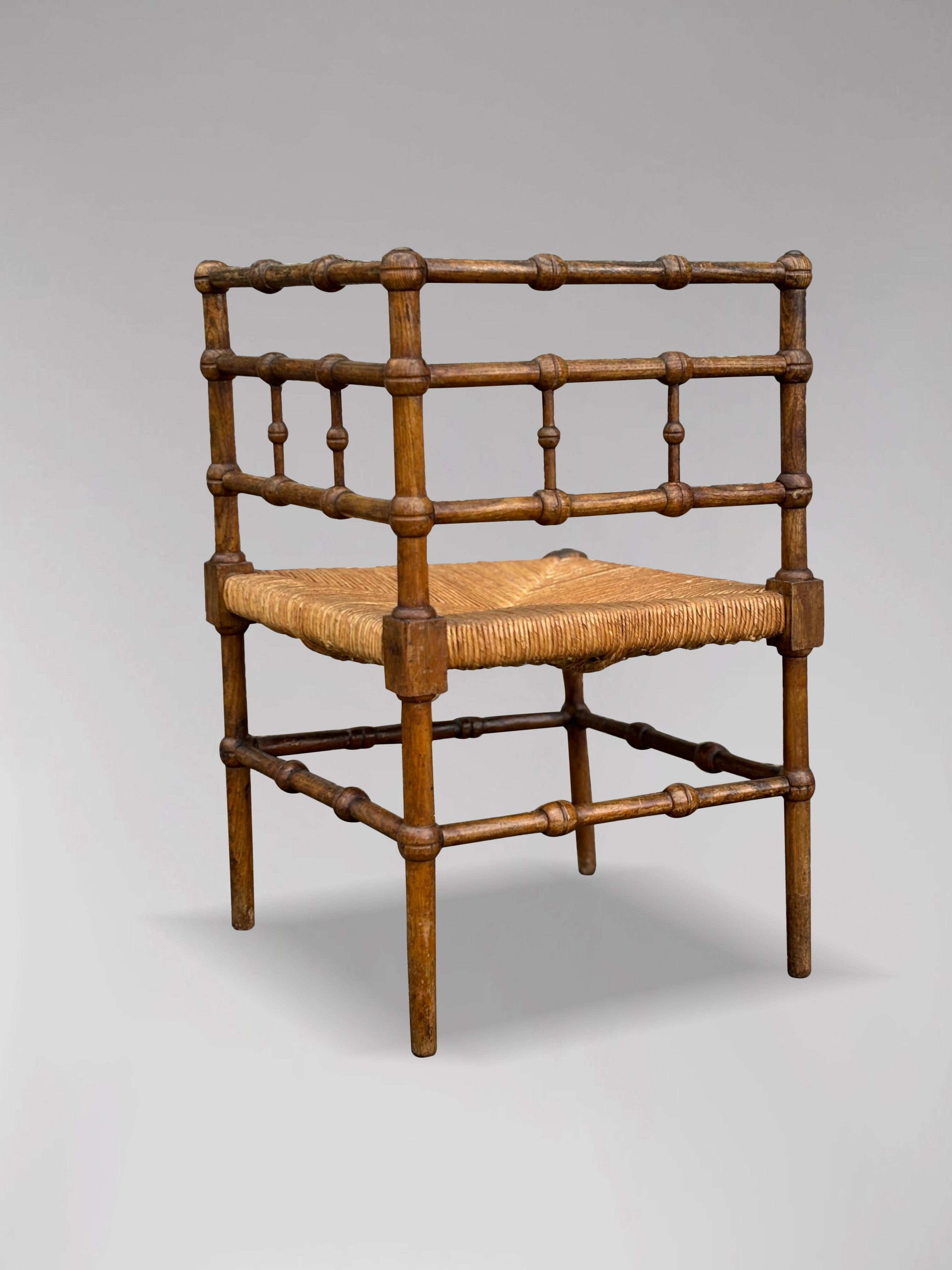 20th Century French Oak Bobbin Corner Chair For Sale 3