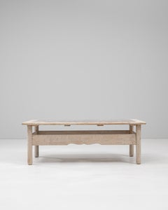 20th Century French Oak Coffee Table With Marble Top