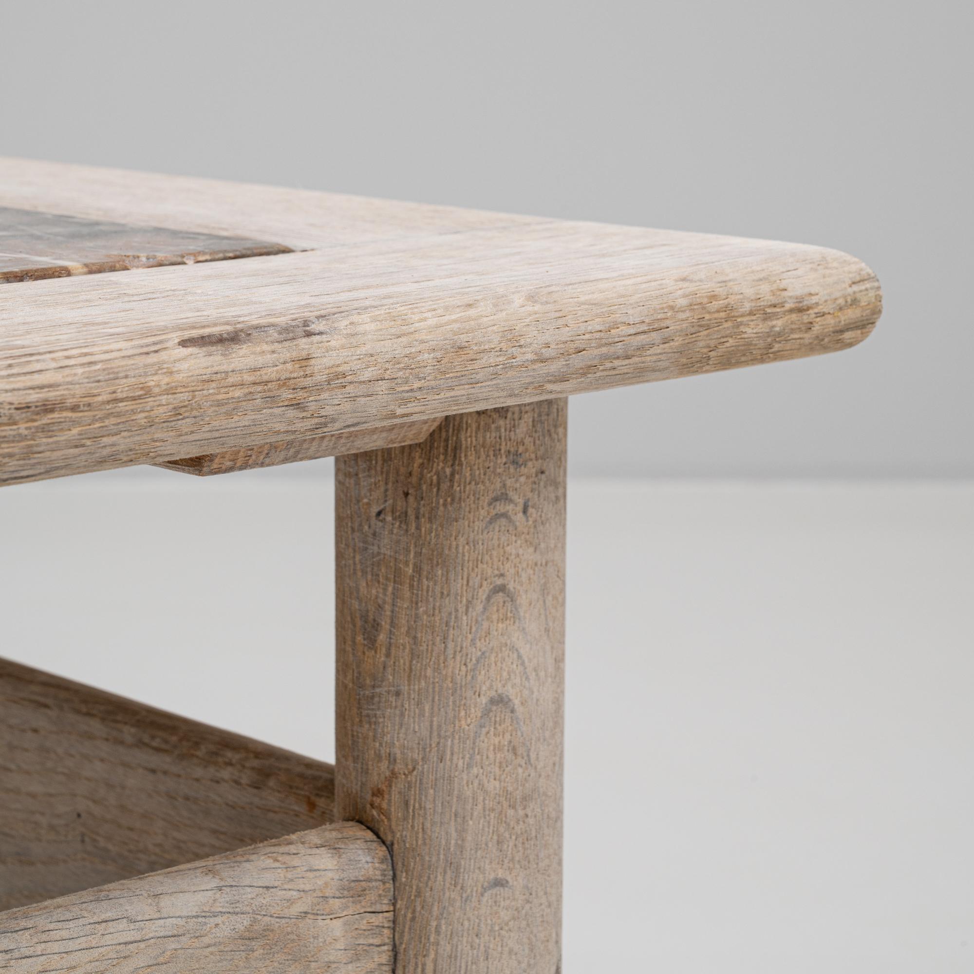 20th Century French Oak Coffee Table With Marble Top im Angebot 2