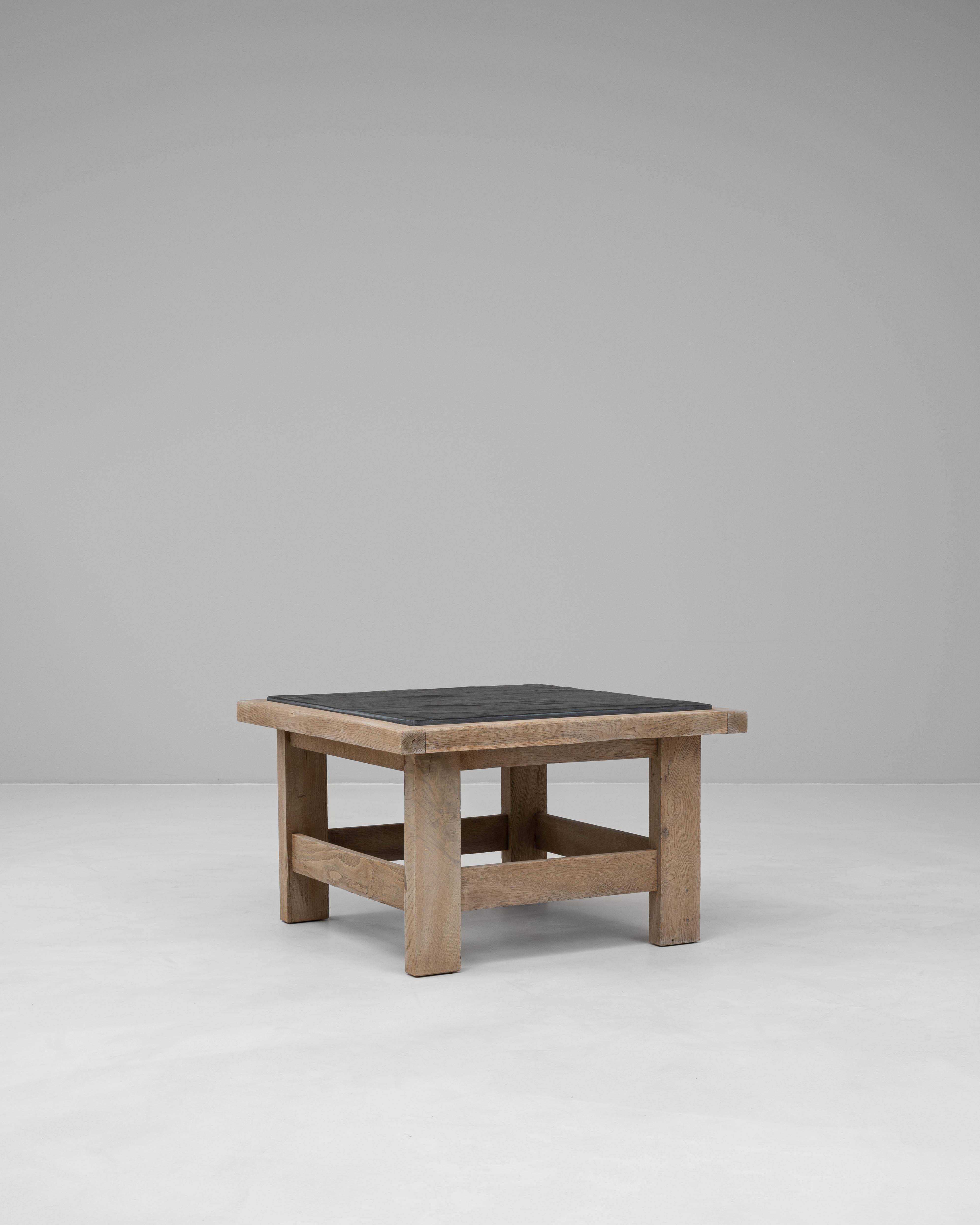 20th Century French Oak Coffee Table With Slate Top Bon état - En vente à High Point, NC