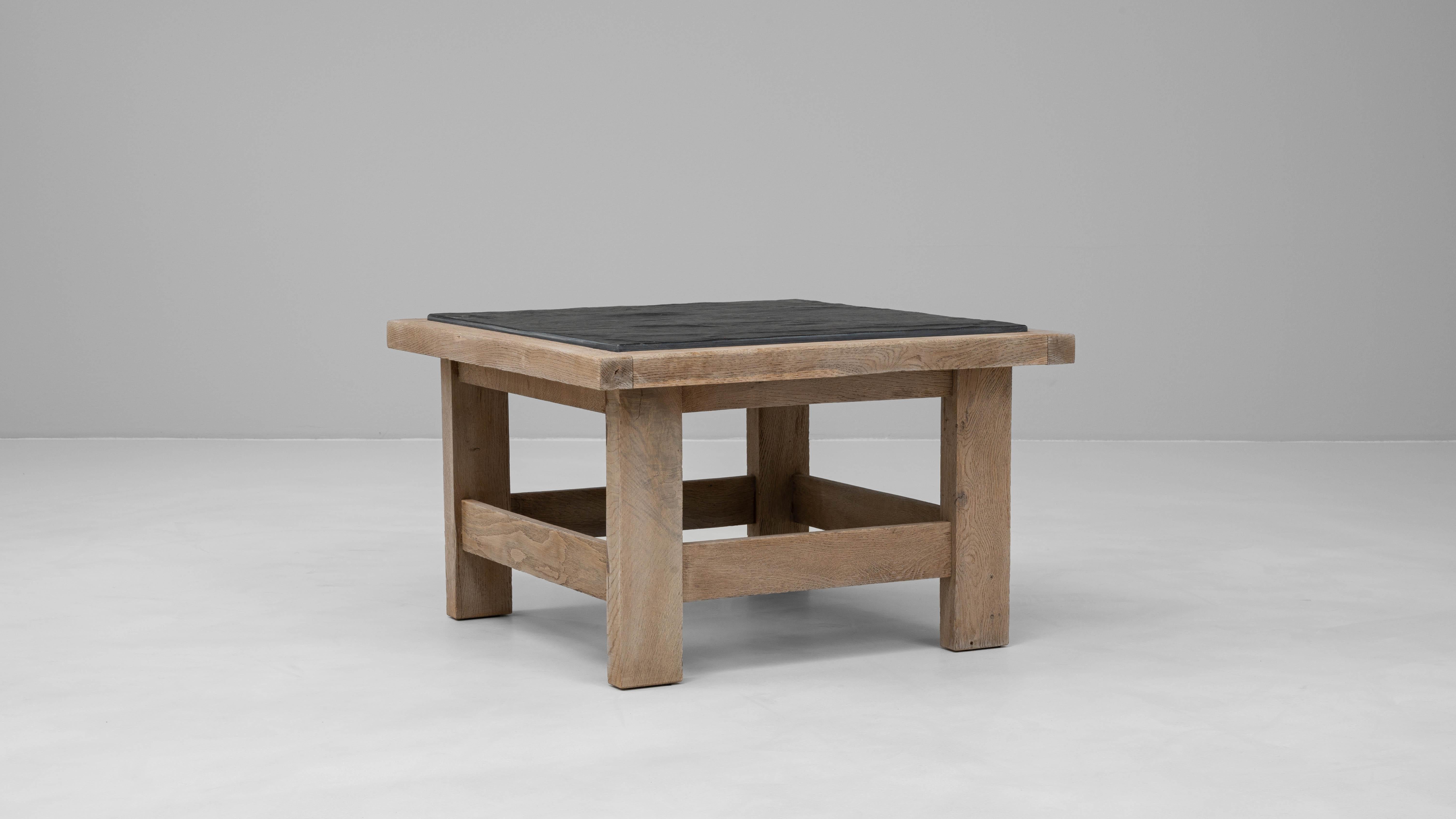 20th Century French Oak Coffee Table With Slate Top en vente 1