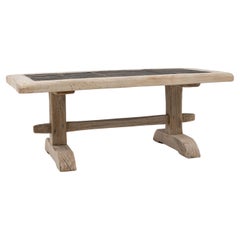 20th Century French Oak Coffee Table With Slate Top