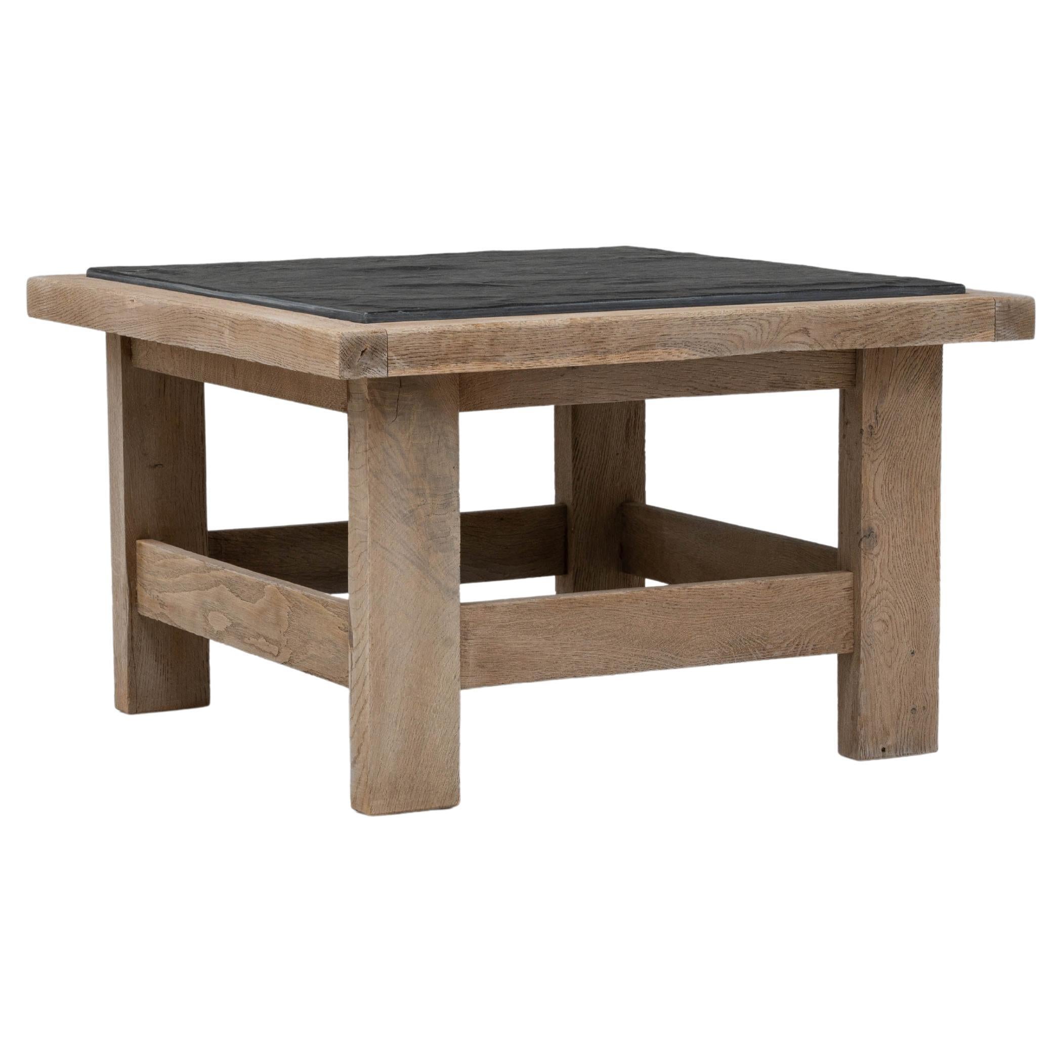 20th Century French Oak Coffee Table With Slate Top