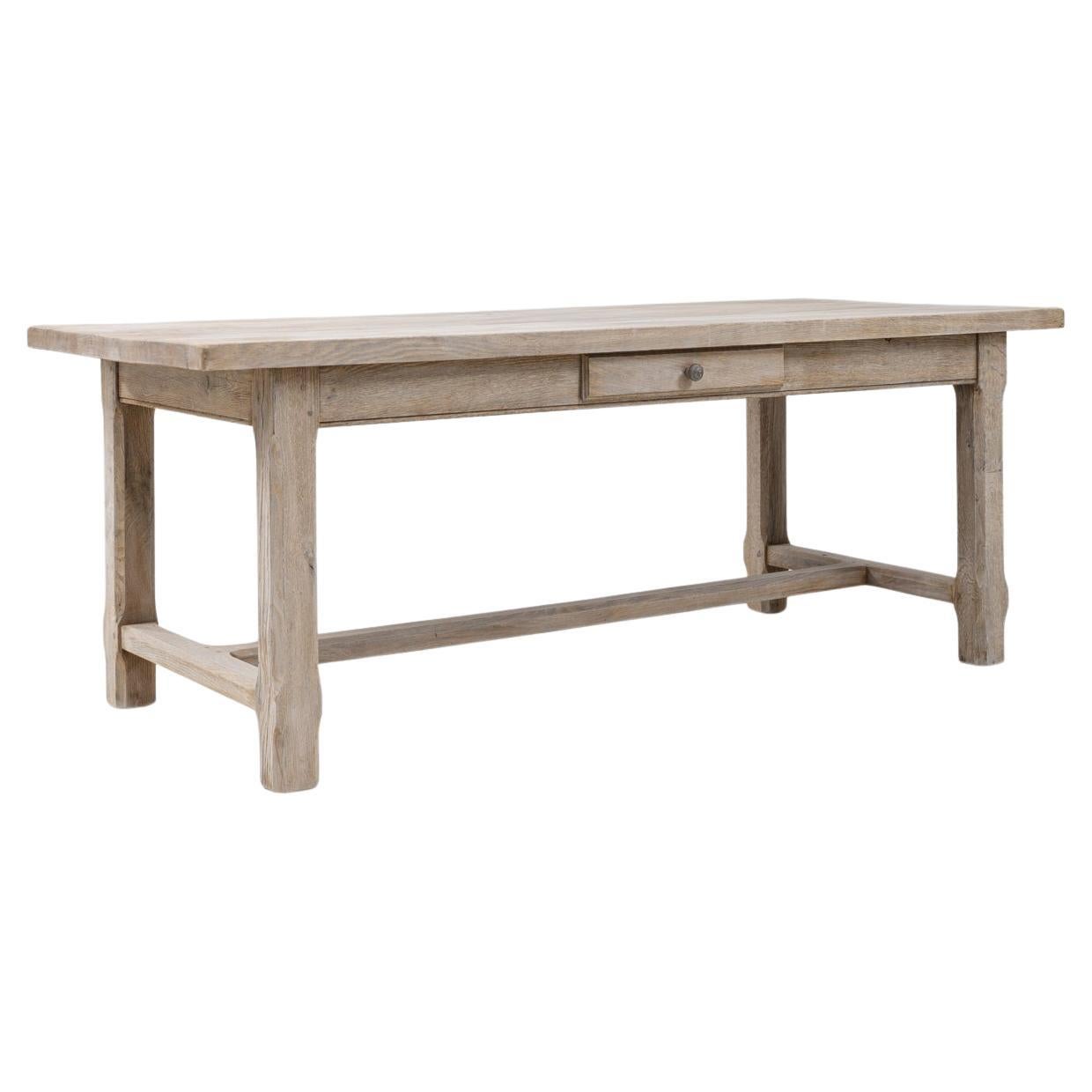 20th Century French Oak Dining Table With Drawer