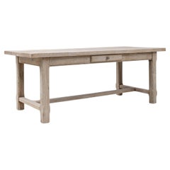 20th Century French Oak Dining Table With Drawer