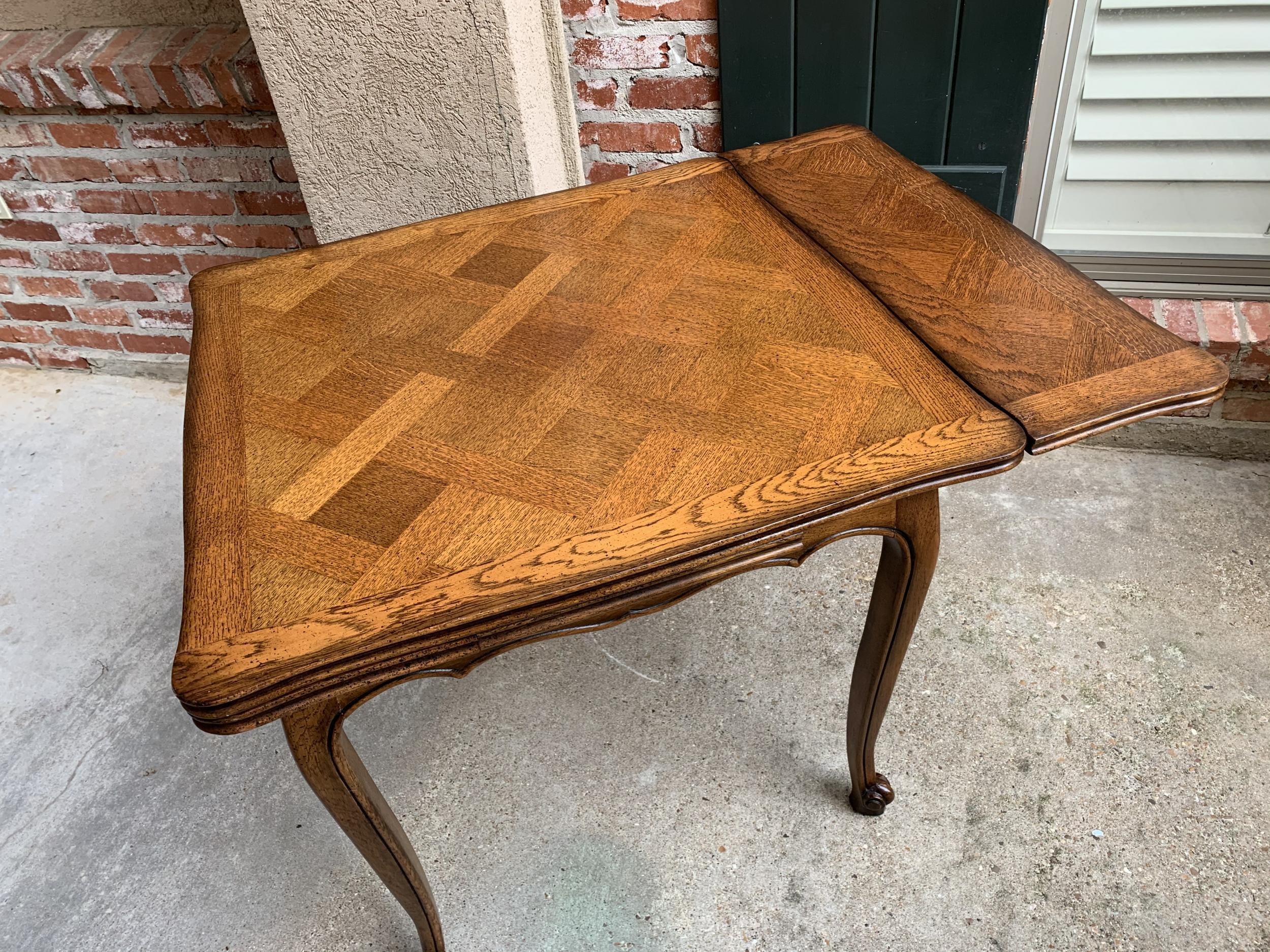 20th Century French Oak Draw-Leaf Dining Table Square Petite Louis XV Style 6