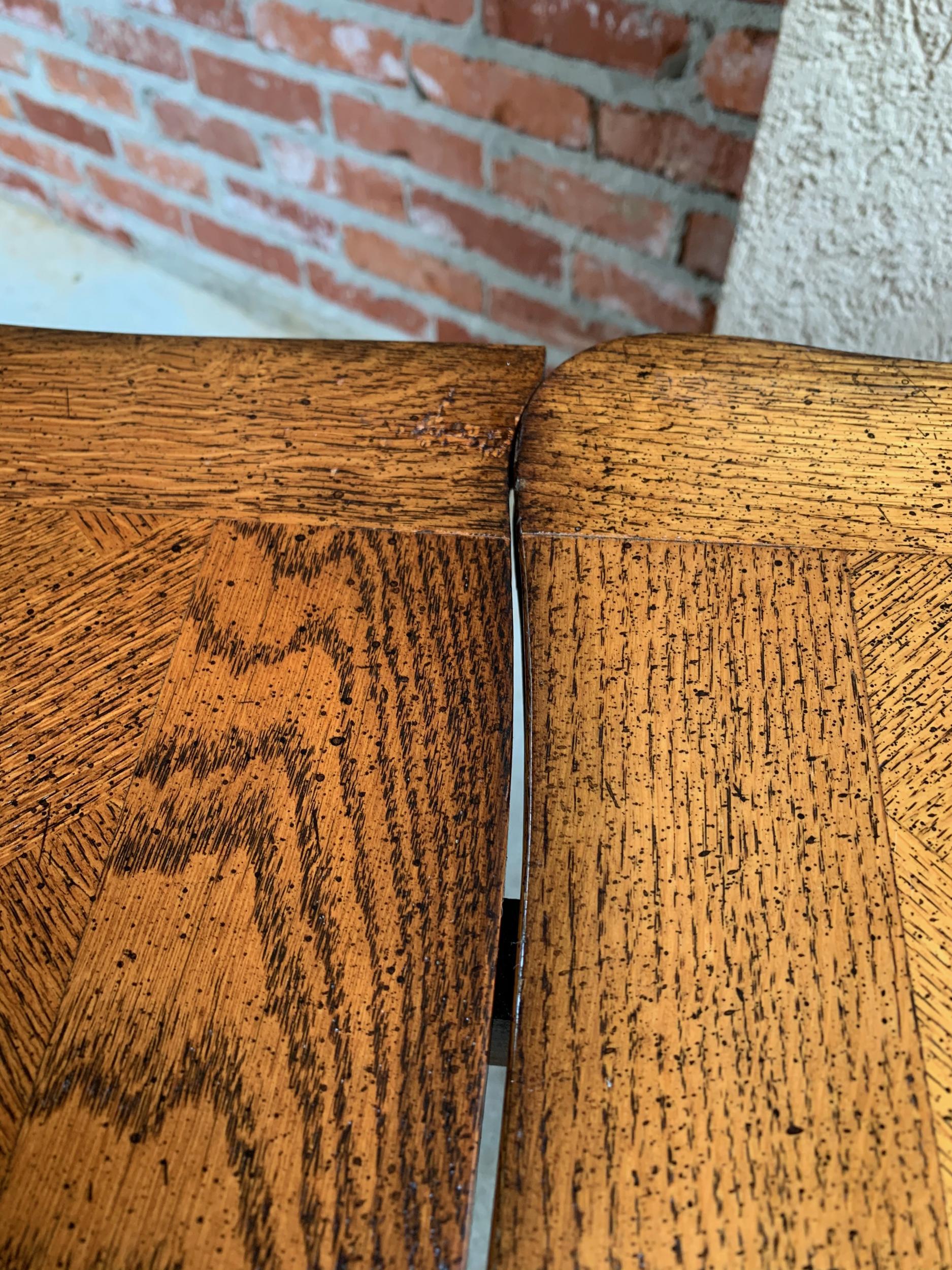 20th Century French Oak Draw-Leaf Dining Table Square Petite Louis XV Style 15