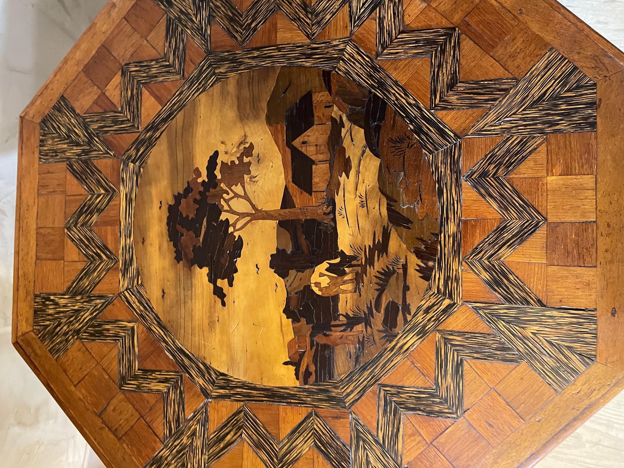 20th Century French Oak Marquetry Side Table, 1920s For Sale 1
