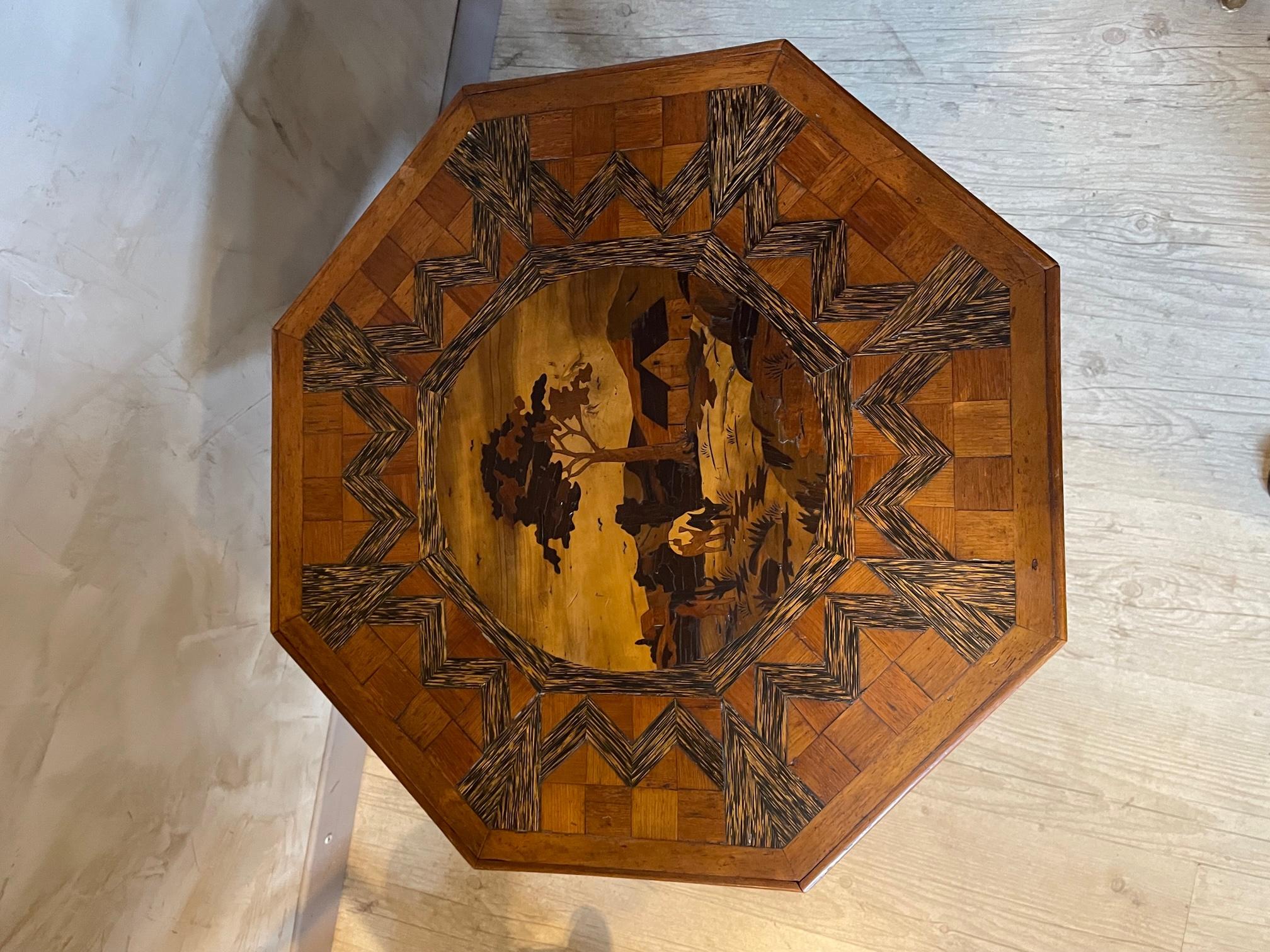 20th Century French Oak Marquetry Side Table, 1920s For Sale 2