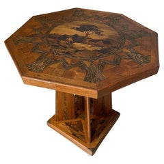 20th Century French Oak Marquetry Side Table, 1920s