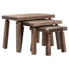 20th Century, French, Oak Nesting Tables