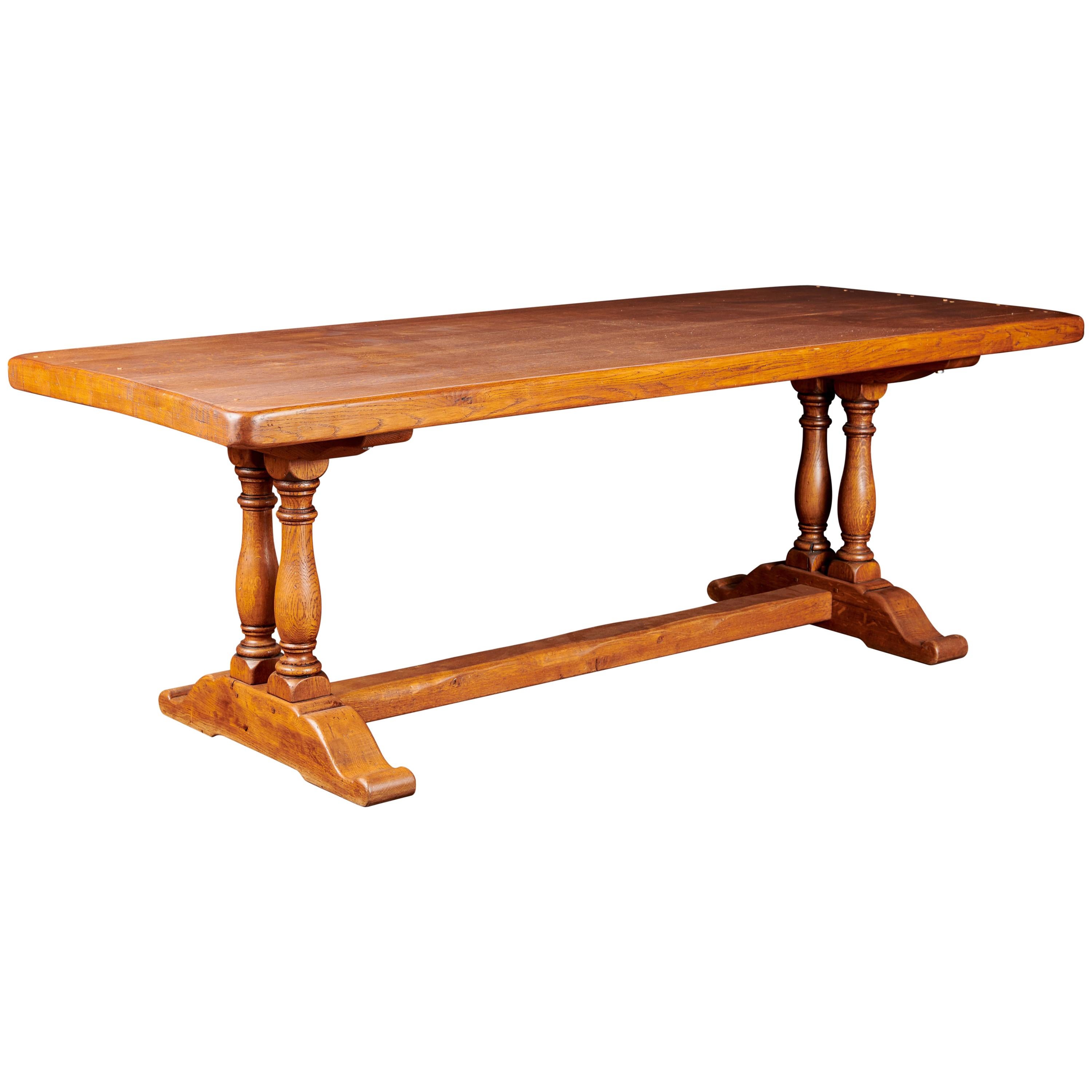 20th Century, French Oak Province Column Dining Table For Sale