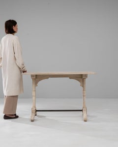 20th Century French Oak Side Table with Trestle Legs, Vintage Charm
